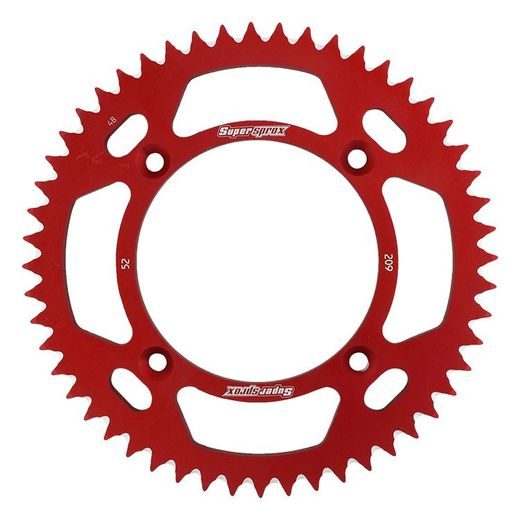 REAR ALU SPROCKET SUPERSPROX RAL-209:52-RED, RAUDONOS SPALVOS 52T, 420