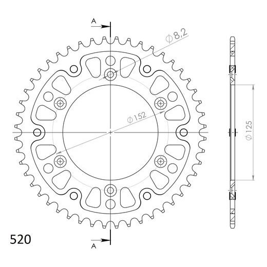 REAR SPROCKET SUPERSPROX STEALTH RST-8000:48-RED, RAUDONOS SPALVOS 48T, 520