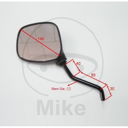 GALINIO VAIZDO VEIDRODIS JMP ZR 0265, JUODOS SPALVOS KAIRĖ