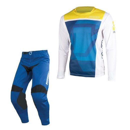 SET OF MX PANTS AND MX JERSEY YOKO TRE+KISA BLUE; BLUE/YELLOW 34 (L)