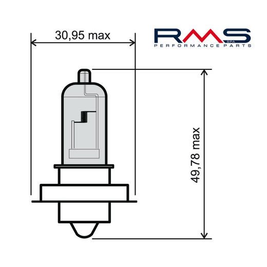 LEMPUTĖ RMS 246510425 12V 15W, P26S, BALTOS SPALVOS