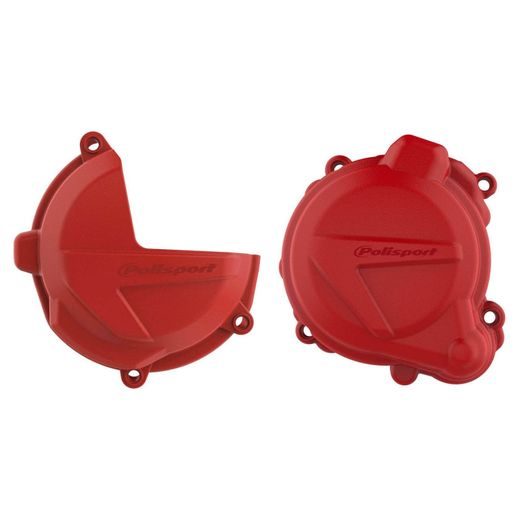 CLUTCH AND IGNITION COVER PROTECTOR KIT POLISPORT 91001, RAUDONOS SPALVOS