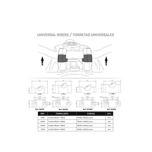 RISERS PUIG 22359N, JUODOS SPALVOS HEIGHT 25MM, D 39MM