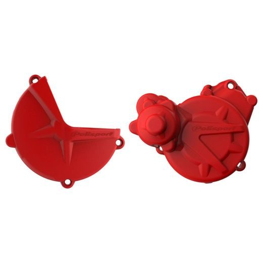 CLUTCH AND IGNITION COVER PROTECTOR KIT POLISPORT 91003, RAUDONOS SPALVOS