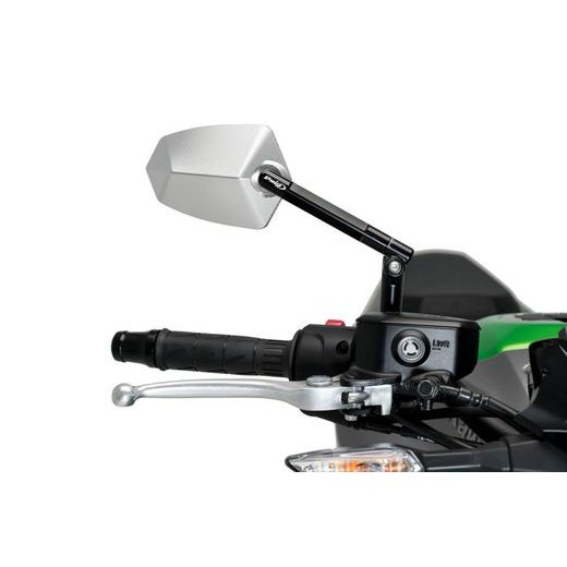 GALINIO VAIZDO VEIDRODIS PUIG GT.1 020ND BLACK / ANODIZED ALUMINIUM DEŠINĖ