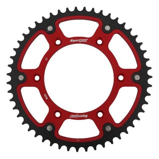 REAR SPROCKET SUPERSPROX STEALTH RST-8000:51-RED, RAUDONOS SPALVOS 51T, 520