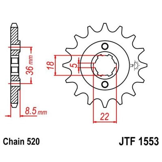 PRIEKINĖ ŽVAIGŽDĖ JT JTF 1553-15 15T, 520