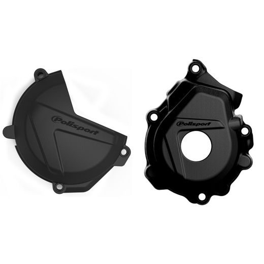 CLUTCH AND IGNITION COVER PROTECTOR KIT POLISPORT 90974, JUODOS SPALVOS
