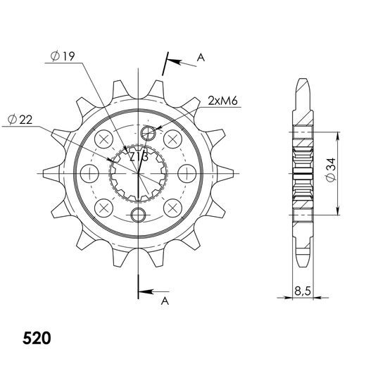 PRIEKINĖ ŽVAIGŽDĖ SUPERSPROX CST-1403:14 14T, 520