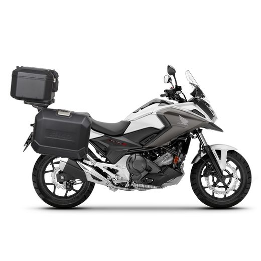 COMPLETE SET OF ALUMINUM CASES SHAD TERRA BLACK, 37L TOPCASE + 47L / 47L SIDE CASES, INCLUDING MOUNTING KIT AND PLATE SHAD HONDA NC 750 X