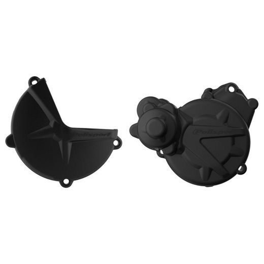 CLUTCH AND IGNITION COVER PROTECTOR KIT POLISPORT 91002, JUODOS SPALVOS