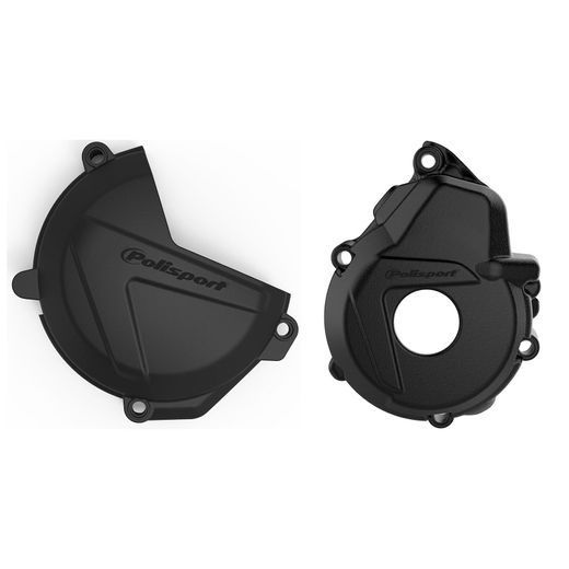 CLUTCH AND IGNITION COVER PROTECTOR KIT POLISPORT 90996, JUODOS SPALVOS