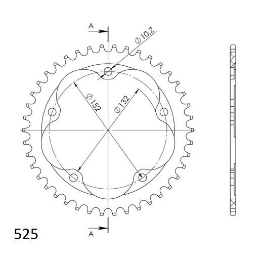 REAR ALU SPROCKET SUPERSPROX RAL-614:42-BLK, JUODOS SPALVOS 42T, 525