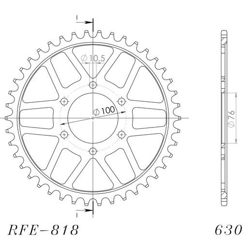 GALINĖ ŽVAIGŽDĖ SUPERSPROX RFE-818:42-BLK, JUODOS SPALVOS 42T, 630