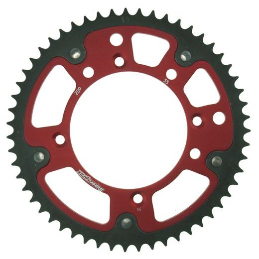 REAR SPROCKET SUPERSPROX STEALTH RST-209:55-RED, RAUDONOS SPALVOS 55T, 420