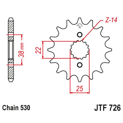 PRIEKINĖ ŽVAIGŽDĖ JT JTF 726-14 14T, 530