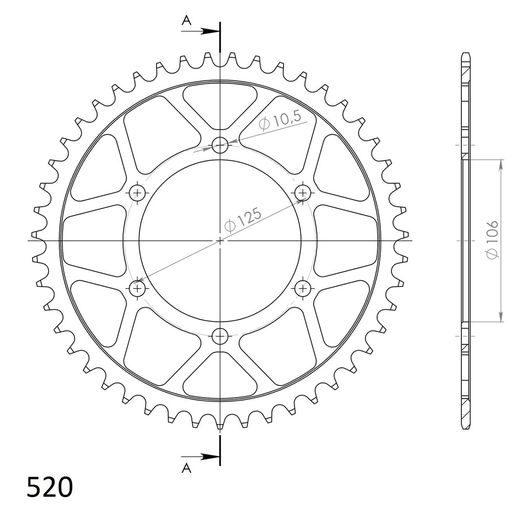 GALINĖ ŽVAIGŽDĖ SUPERSPROX RFE-1490:46-BLK, JUODOS SPALVOS 46T, 520