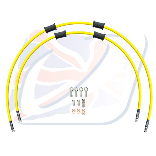 CROSSOVER FRONT BRAKE HOSE KIT VENHILL POWERHOSEPLUS SUZ-13007FS-YE (2 ŽARNELĖS RINKINYJE) YELLOW HOSES, STAINLESS STEEL FITTINGS