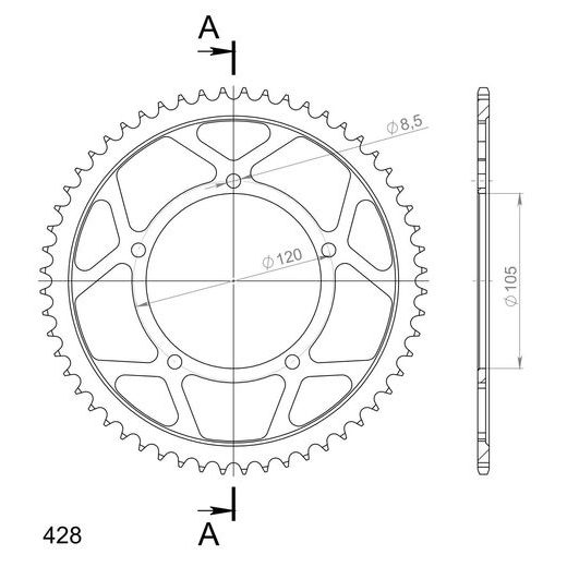 GALINĖ ŽVAIGŽDĖ SUPERSPROX RFE-26:56-BLK, JUODOS SPALVOS 56T, 428