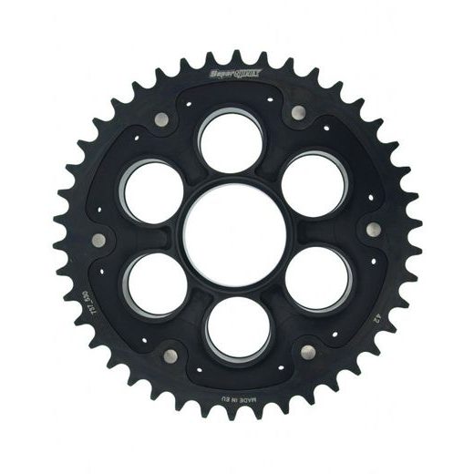 REAR SPROCKET STEALTH WITH ALLOY DISC SUPERSPROX RSA-737_530:42-BLK, JUODOS SPALVOS 42T, 520