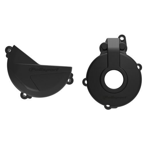 CLUTCH AND IGNITION COVER PROTECTOR KIT POLISPORT 91006, JUODOS SPALVOS
