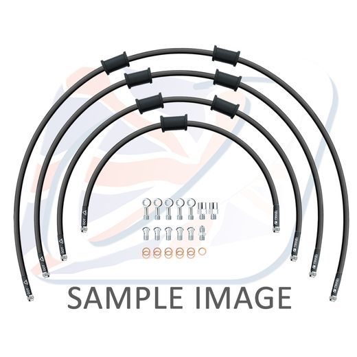 STANDARD FRONT BRAKE HOSE KIT VENHILL POWERHOSEPLUS YAM-6048F-BK (4 ŽARNELĖS RINKINYJE) BLACK HOSES, CHROMED FITTINGS