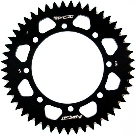 REAR ALU SPROCKET SUPERSPROX RAL-455:49-BLK, JUODOS SPALVOS 49T, 420