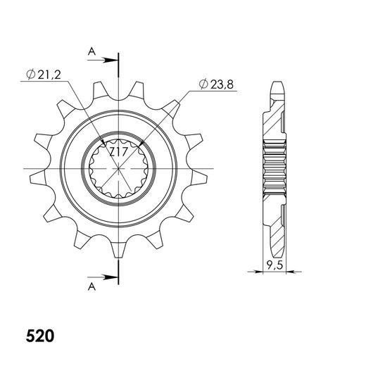 CHAIN KIT EK -, SIDABRINĖS SPALVOS CHAIN 520 SRX, X-RING (X, NX, QX, XS), CHK FRONT SPROCKET SUPERSPROX, CHK REAR SPROCKET SUPERSPROX SKIRTAS HONDA CRF 250 R 2022-2025