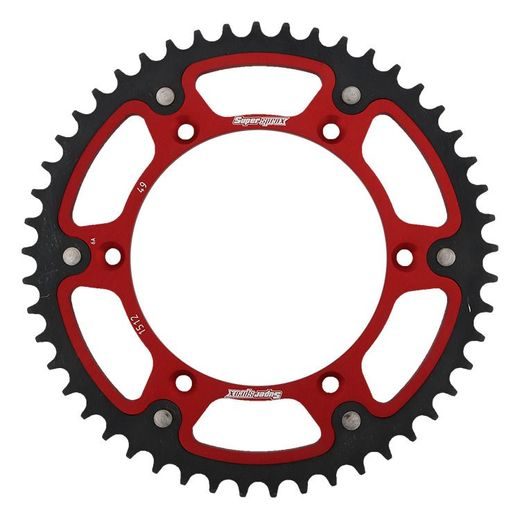 REAR SPROCKET SUPERSPROX STEALTH RST-1512:49-RED, RAUDONOS SPALVOS 49T, 520