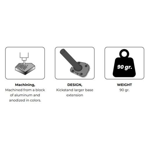KICKSTAND EXTENSION PUIG 22630N, JUODOS SPALVOS WITH STANDARD SUSPENSION