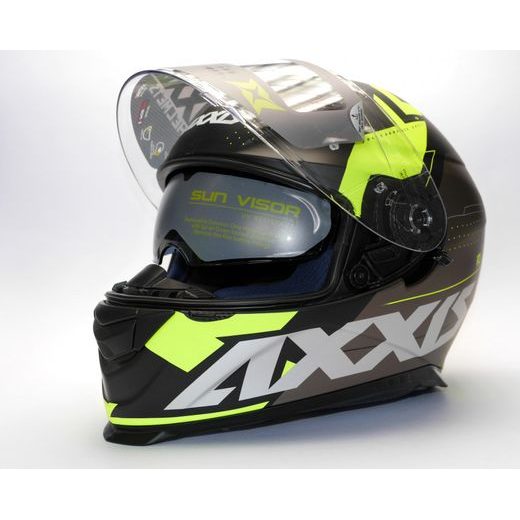 FULL FACE HELMET AXXIS EAGLE SV DIAGON D2 MATT FLUOR YELLOW, XS DYDŽIO