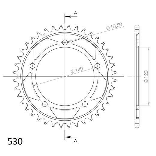 GALINĖ ŽVAIGŽDĖ SUPERSPROX RFE-1800:40-BLK, JUODOS SPALVOS 40T, 530
