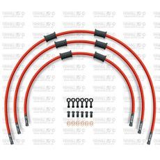 STANDARD PRIEKŠĒJO BREMŽU ŠĻŪTEŅU KOMPLEKTS VENHILL POWERHOSEPLUS SUZ-10004FB-RD (3 ŠĻAUKAS KOMPL.) RED HOSES, BLACK FITTINGS