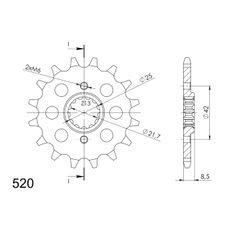 PRIEKŠĒJAIS ZOBRATS SUPERSPROX CST-516:16 16T, 520