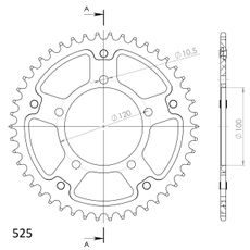 REAR SPROCKET SUPERSPROX STEALTH RST-702:46-BLU ZILS 46T, 525