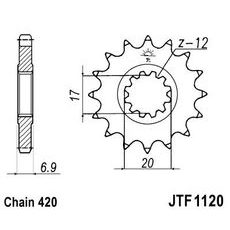 PRIEKŠĒJAIS ZOBRATS JT JTF 1120-13 13T, 420