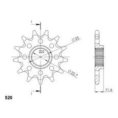 PRIEKŠĒJAIS ZOBRATS SUPERSPROX CST-3221:12 12T, 520