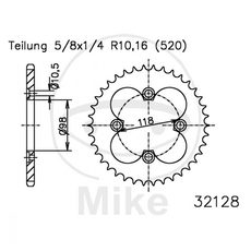 AIZMUGURĒJAIS ZOBRATS JMT 32128 42T, 520 MELNS/PELĒKS