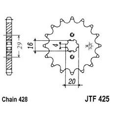 PRIEKŠĒJAIS ZOBRATS JT JTF 425-14 14T, 428