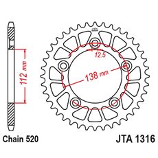 AIZMUGURĒJAIS ALU ĶĒDES ZOBRATS JT JTA 1316-43BLK 43T, 520 MELNS