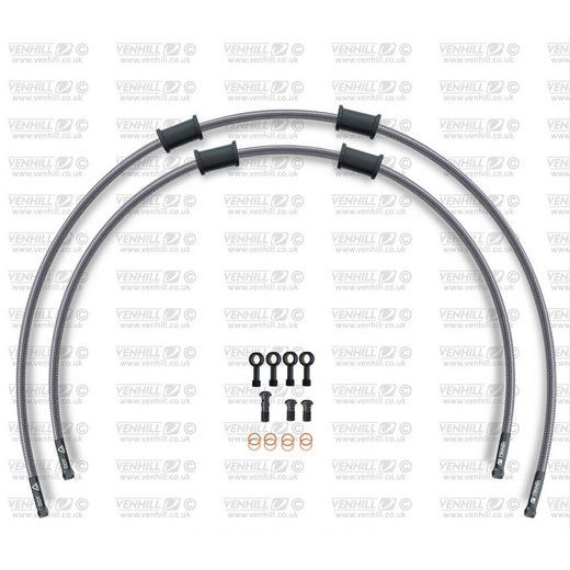 RACE PRIEKŠĒJO BREMŽU ŠĻŪTEŅU KOMPLEKTS VENHILL POWERHOSEPLUS HON-6028FB (2 ŠĻAUKAS KOMPLEKTĀ) CLEAR HOSES, BLACK FITTINGS