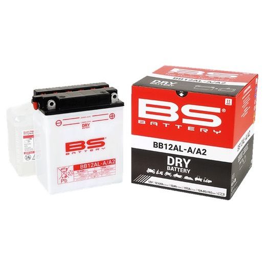 STANDARTA AKUMULATORS (AR SKĀBES AMPULĀM) BS-BATTERY BB12AL-A2 (YB12AL-A2) IEKĻAUTS SKĀBES IEPAKOJUMS