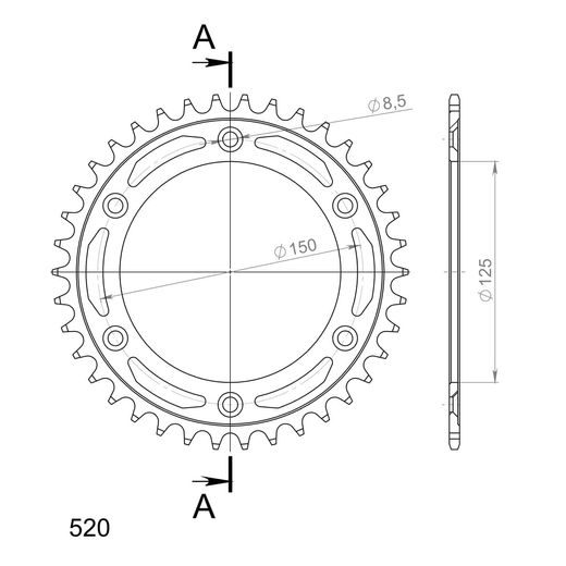 AIZMUGURĒJAIS ZOBRATS SUPERSPROX RFE-990:38-BLK MELNS/PELĒKS 38T, 520