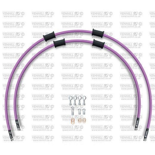 RACE PRIEKŠĒJO BREMŽU ŠĻŪTEŅU KOMPLEKTS VENHILL POWERHOSEPLUS SUZ-6035FS-PU (2 ŠĻAUKAS KOMPLEKTĀ) PURPLE HOSES, STAINLESS STEEL FITTINGS