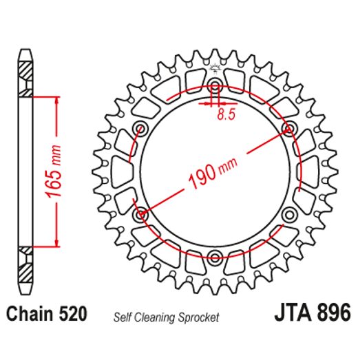 AIZMUGURĒJAIS ALU ĶĒDES ZOBRATS JT JTA 896-50BLK 50T, 520 MELNS