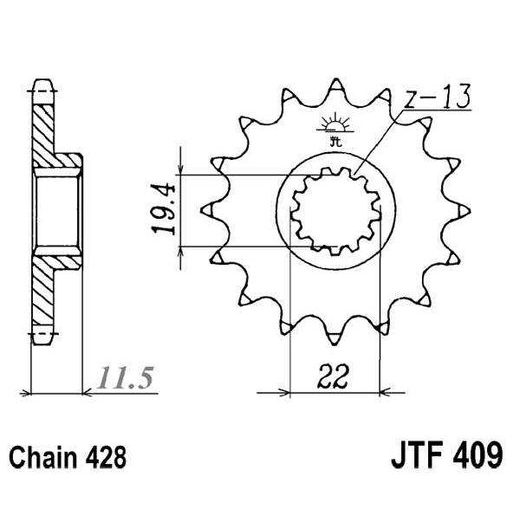 PRIEKŠĒJAIS ZOBRATS JT JTF 409-16 16T, 428