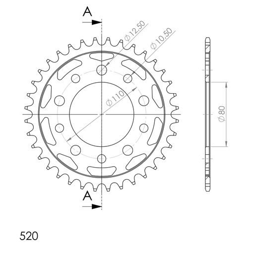 AIZMUGURĒJAIS ZOBRATS SUPERSPROX RFE-1333:36-BLK MELNS/PELĒKS 36T, 520