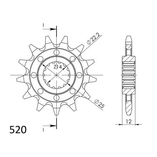 PRIEKŠĒJAIS ZOBRATS SUPERSPROX CST-715:12 12T, 520