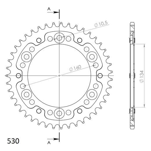 REAR SPROCKET SUPERSPROX STEALTH RST-1306:43-GLD ZELTA 43T, 530