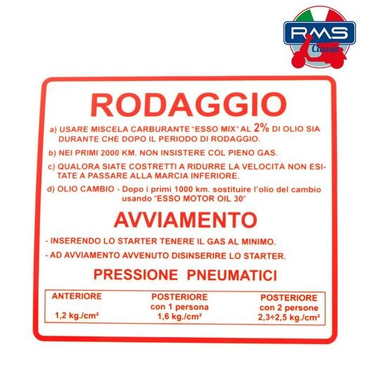 ETIĶETE RMS 142721050 SARKANS "RODAGGIO"